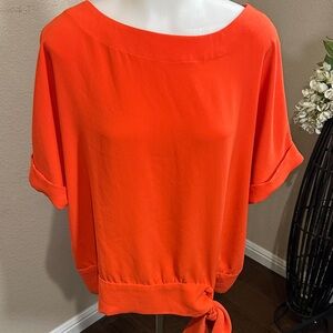Trina Turk Bold Orange Blouse with Knot Accent size large box 3